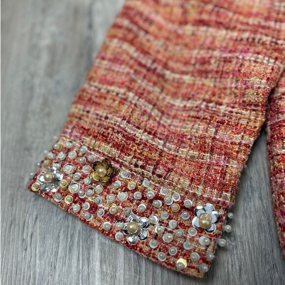 Chico’s Embellished Collar Cuff Tweed Jacket Multicolor Plaid Women’s Size Large - Picture 8 of 16